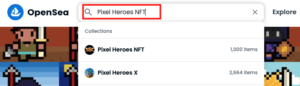 Opensea Pixel Heroes NFT 検索